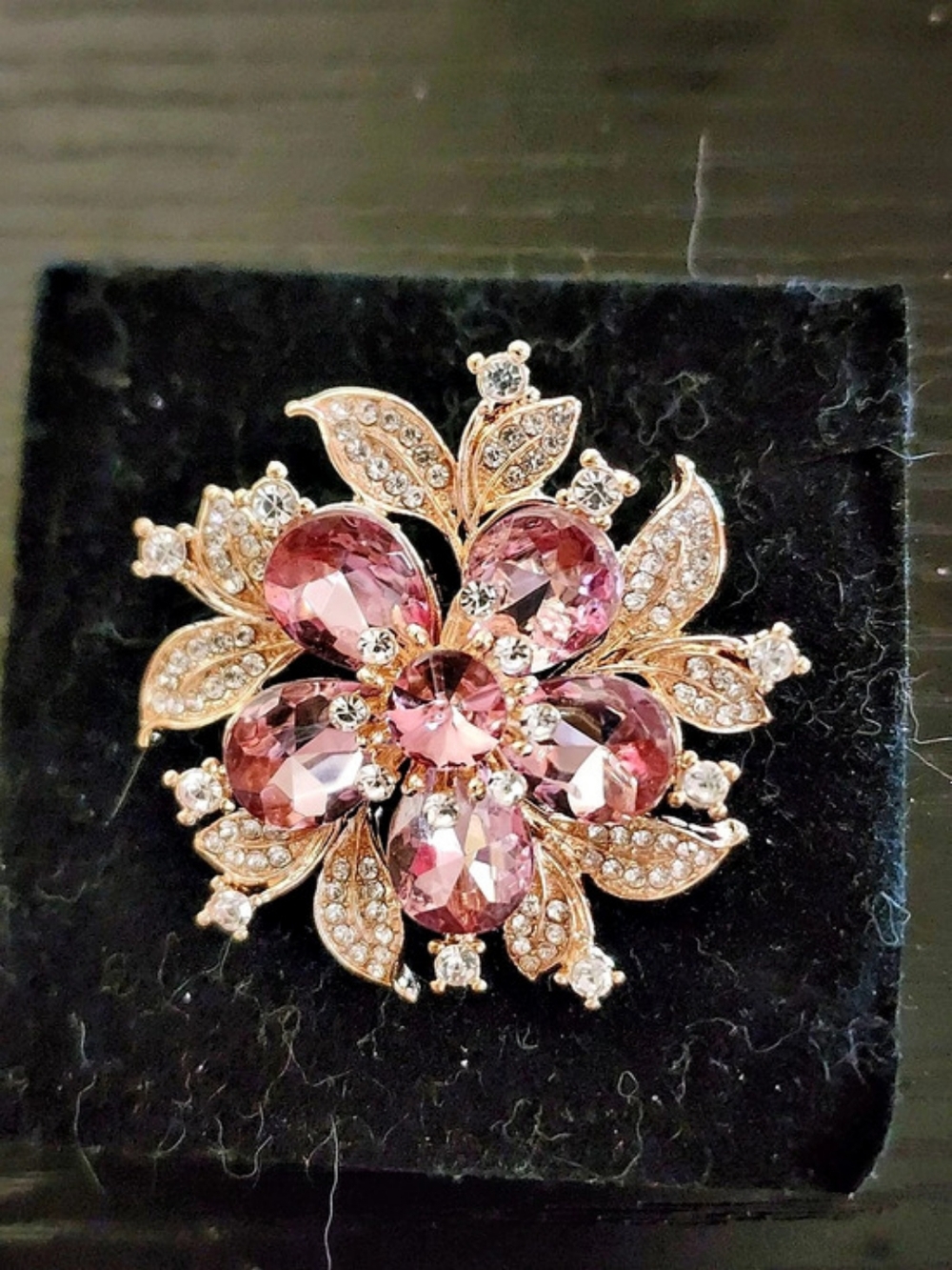 Pink Floral Crystal Brooch
